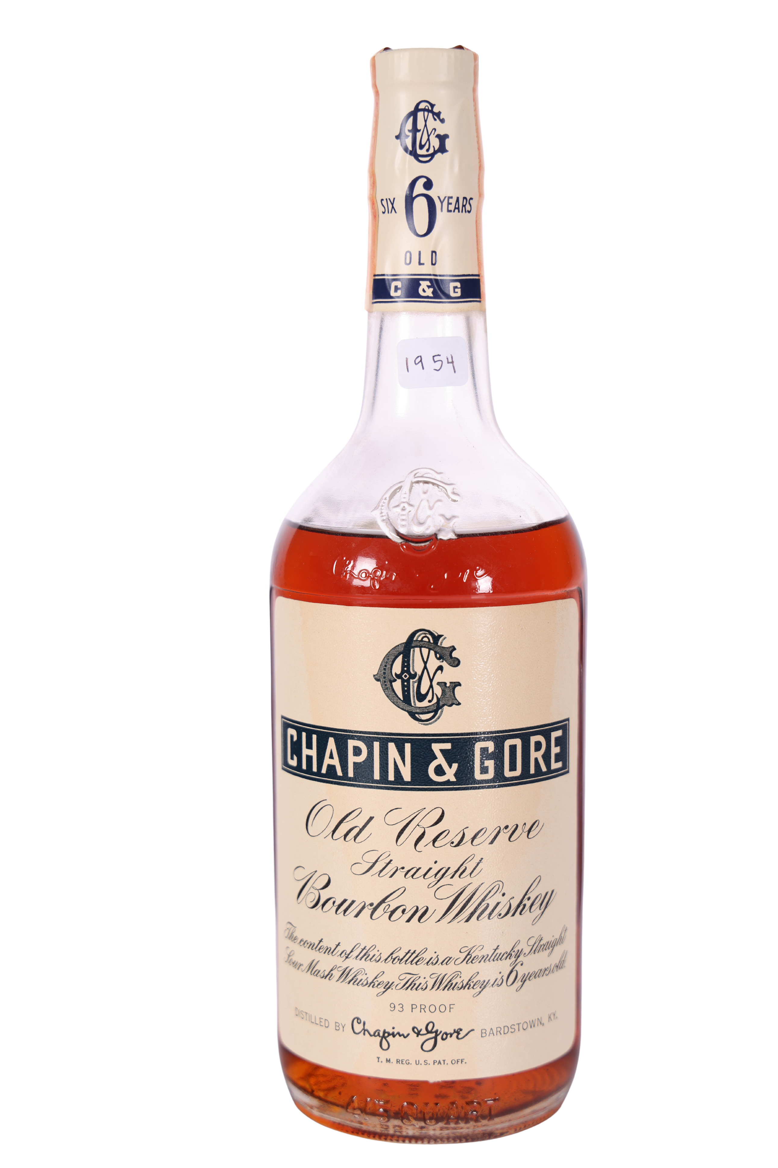 Chapin & Gore 6 Year 4/5 Quart Whiskey (1954) | Whiskey Source